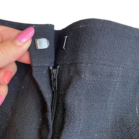 Lafayette 148 Wide Leg Virgin Wool Pant Size 10 Black With White Twill Lines HR - Picture 7 of 9